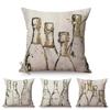 European Champagne Bottle Design 3D Oil Painting Concise Home Decoration Throw Pillow Case Cotton Linen Sofa Chair Cushion Cover