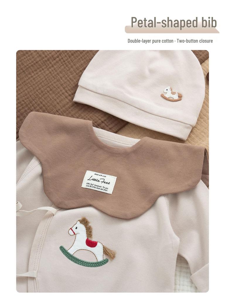 Infant Horse-Themed Long Sleeve Romper - Autumn/Winter 100 Days New Year Outfit