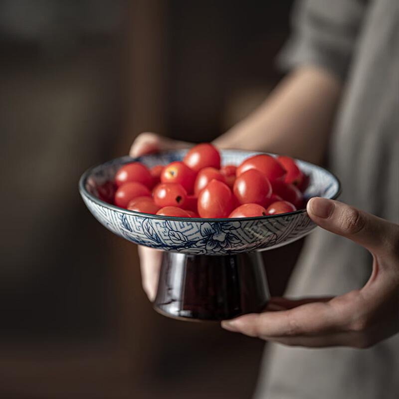 Riyue Xingchen Imitation Blue and White Porcelain High-Foot Snack Plate