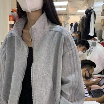 Women's Loose Fit Cotton Hoodie Jacket - Spring/Autumn 2025, Korean Harajuku Style, Trendy Cardigan Top
