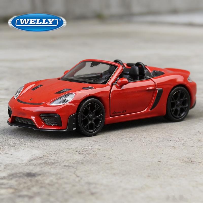 Welly 1/36 Porsche 718 Spyder RS Alloy Sports Car Model Diecast Metal Race Vehicle Car Model Simulation Collection Kids Toy Gift