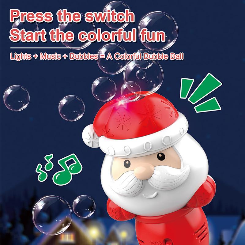 Christmas Fully Automatic Light Music Bubble Gun Santa Claus Snowman Bubbles Stick Machine Party Toy Children's Birthdays Gifts