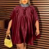 Oversized Women Sequin High Neck Drop Shoulder Half Sleeve Baggy Dresses