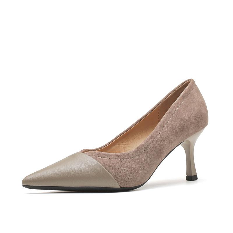 

Французские ретро каштановые кожаные туфли-лодочки с V-образным вырезом на высоком каблуке-шпильке, с острым носком, темпераментные, элегантные, замшевые, банкетные, одинарные туфли для женщин 40