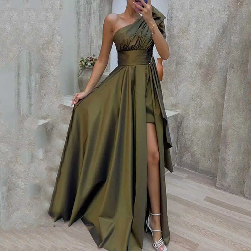 

Elegant Evening Dress European and American Foreign Trade Women Elegant Formal Dress New Fashion Loose Dress Green XL