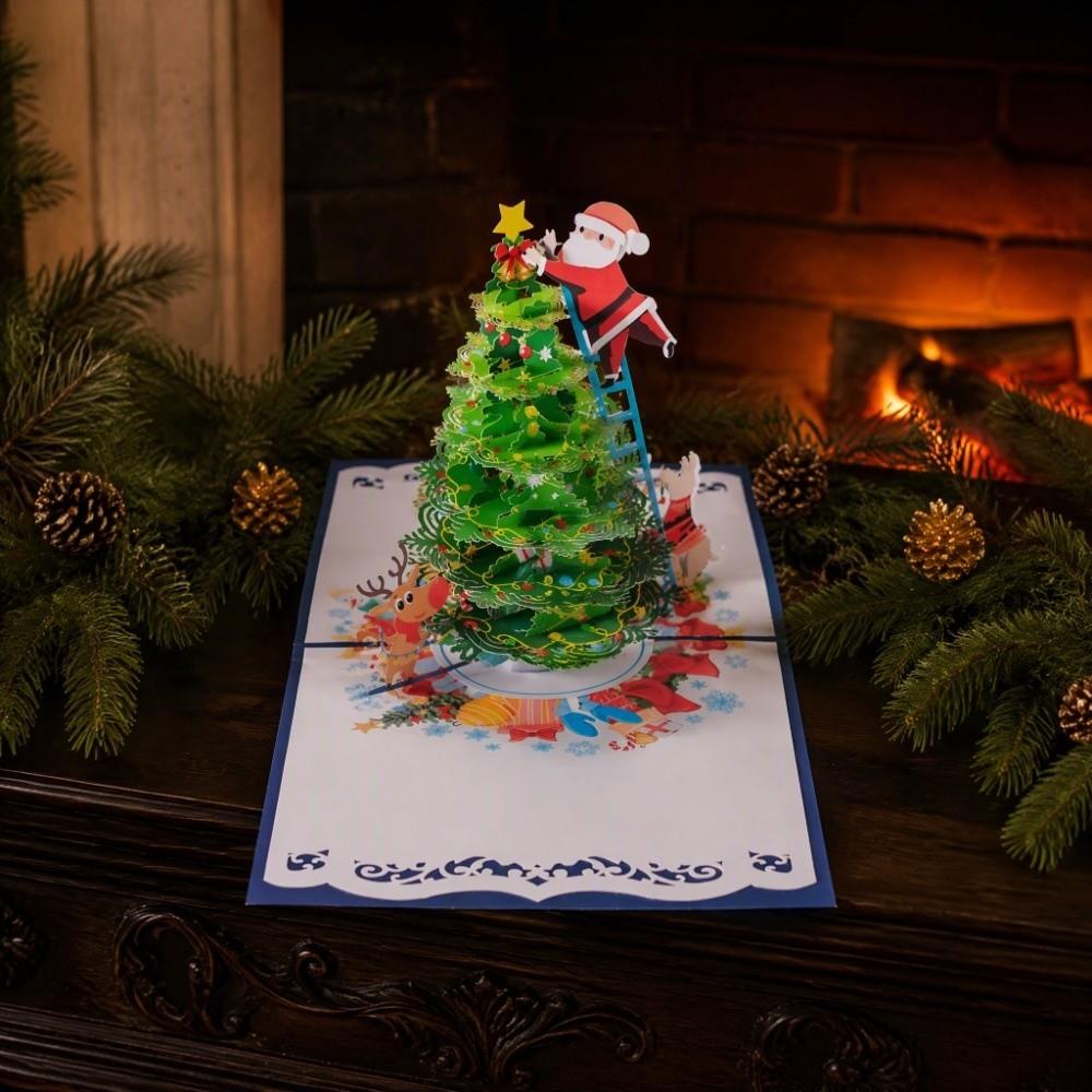 Handmade Christmas Tree Display Card Lightweight Santa Claus Card 3D Pop-up Greeting Card Holiday
