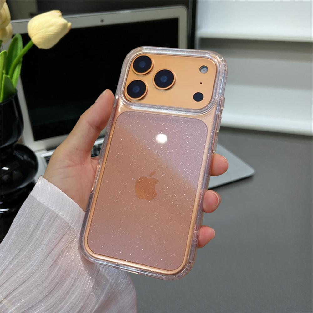 Glitter Shiny Transparent Soft Silicone TPU Case For iPhone 17 Pro Max Air 16 15 14 Plus 13 12 Shockproof Armor Clear Back Cover