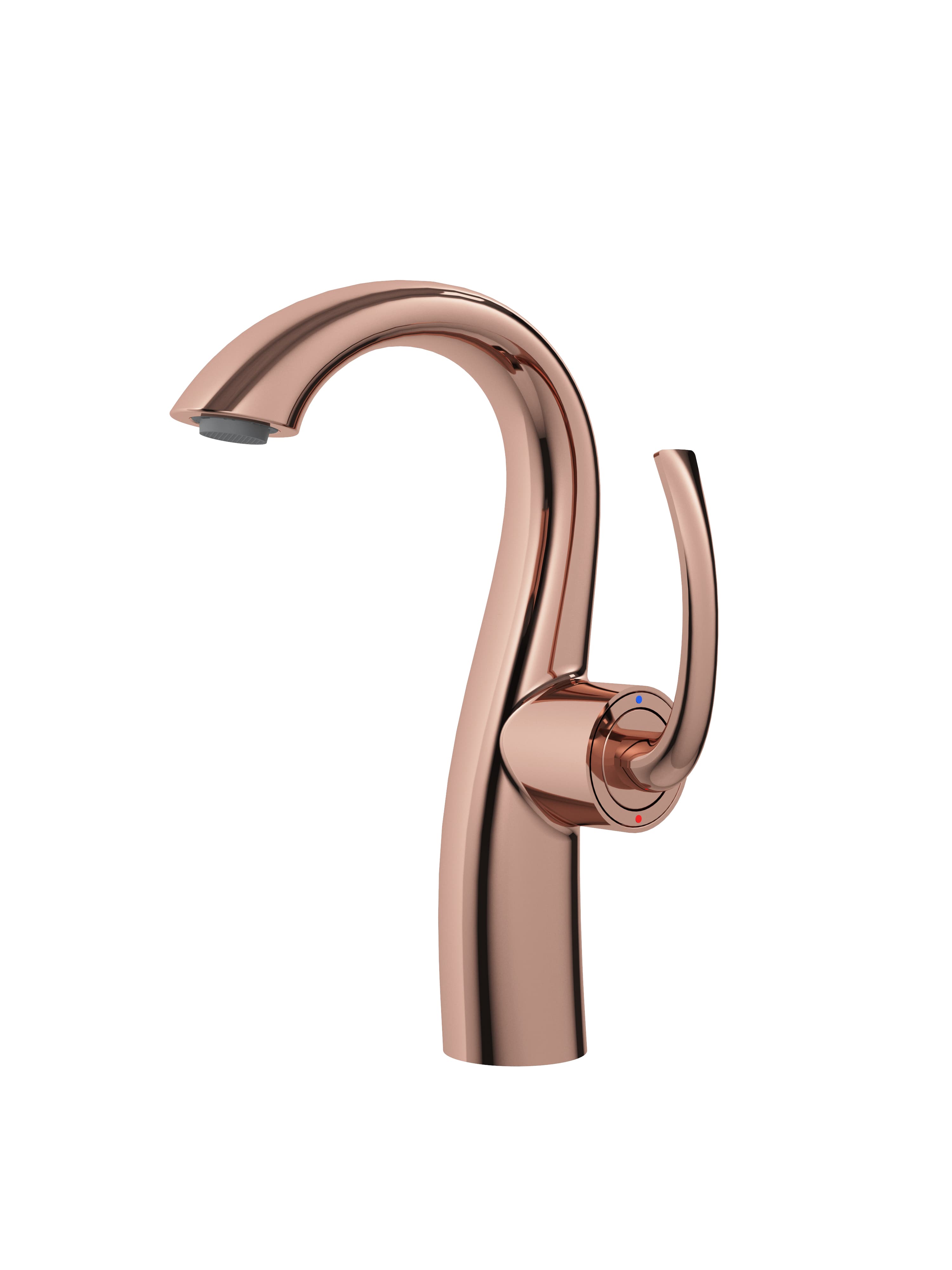 Polished Rose Gold Luxury Modern Gooseneck Lavatory Mixer Tap Single Lever Deck Mount Vanity Sink Faucet Solid Brass Body Long (Rose Gold,Rose Gold) розового золота