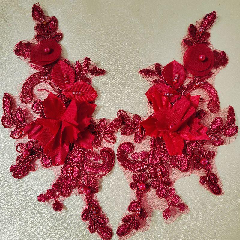 Color Beads Car Bone Lace Pair Flower Wedding Dress Children'S Clothing Dance Clothes Accessories Diy Handmade Fabric Flowers