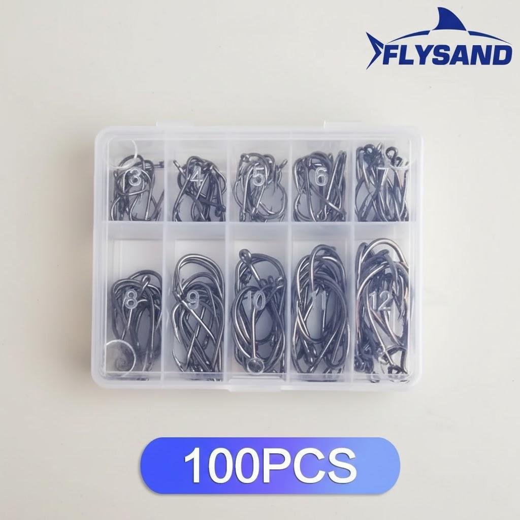High Carbon Steel Fishing Hooks Mixed Size Barbed Jig Head Treble Hooks for Carp Fishing Fly Fishing Accessories