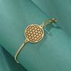 LIKGREAT Vintage Flower of Life Charms Bracelet for Women Stainless Steel Hollow Geometric Wrist Bracelets Wicca Jewelry Gift