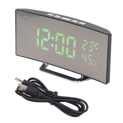 Horloge numérique LED, 3 niveaux de luminosité, fonction snooze, réveil électronique à piles USB avec miroir