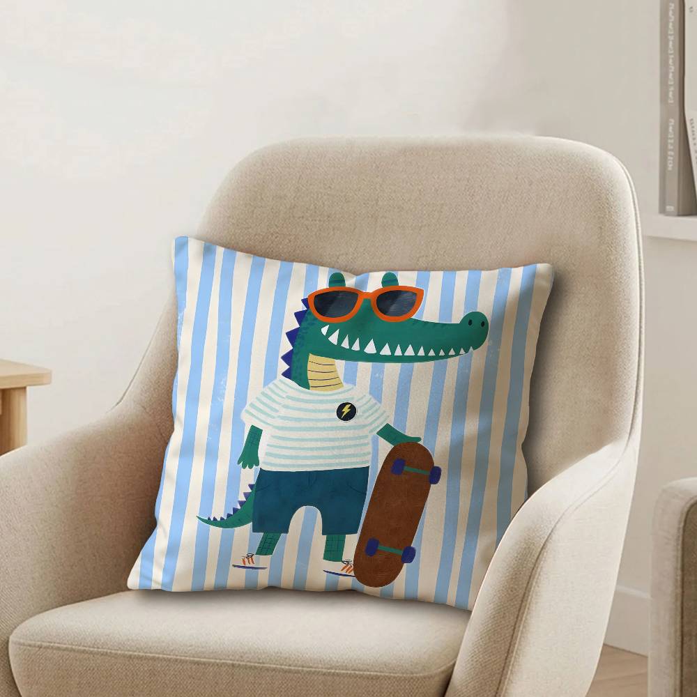 Fodera per Cuscino Animali con Sfondo a Strisce Cuscino Decorativo Divano Decorazione Casa fodere per cuscini