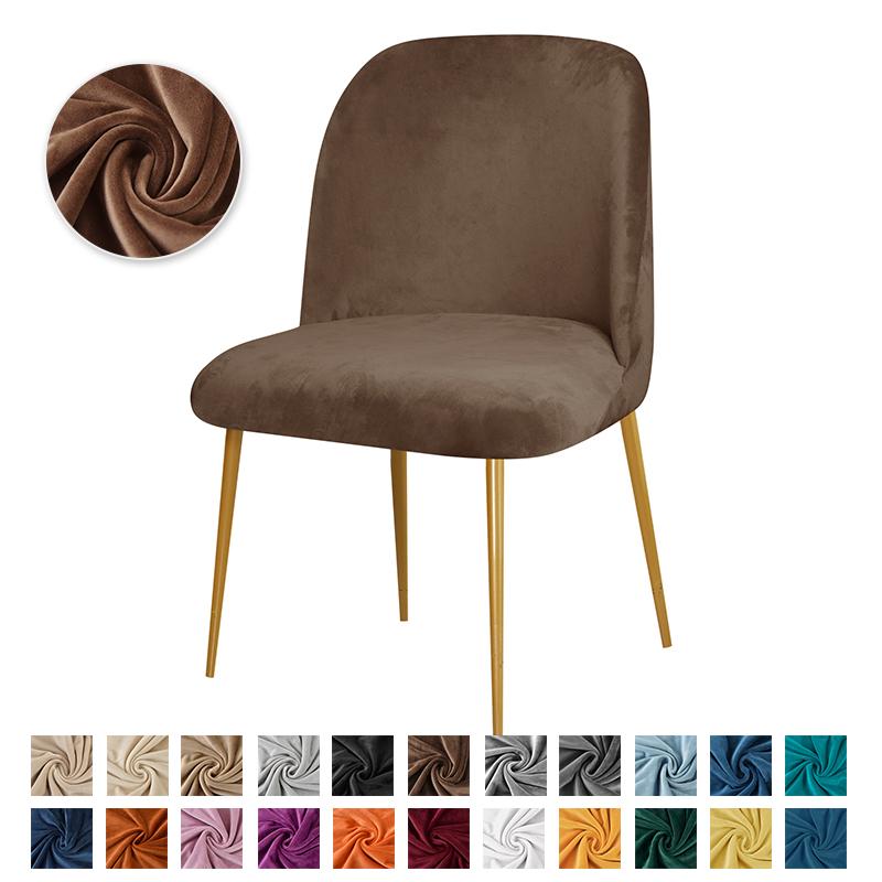 1/4/6pcs Elastic Duckbill Chair Cover Velvet Fabric Dining Room Chair Covers Stretch Solid Color Home Backrest Chairs Slipcovers