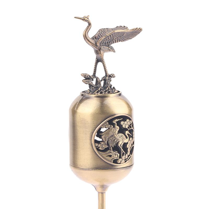 Metal Standing Crane Hollow Lamp Sandalwood Fragrance Censer Smoking Backflow Incense Holder Tea House Ornaments Home Decor