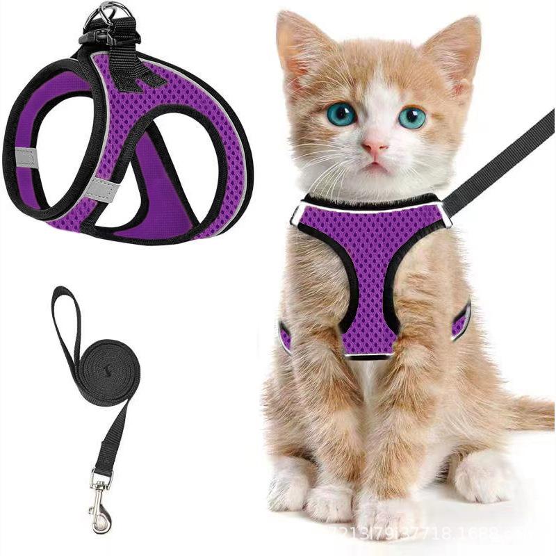 1PCS Anti-Escape Cat Harness and Leash Set Reflective Soft Mesh Vest