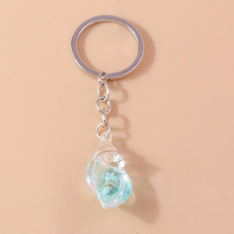 Cute Luminous Conch Keychain Marine Life Keyring Pendants for Car Key Holder Women Girls Handbag Accessories Jewelry Gifts