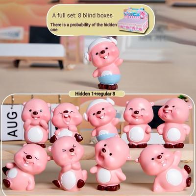 Pink Beaver Loopy Serie Blind Box Child Figure Anime Peripheral Toy Desktop Office Bedroom Living Room Ornament Decoration Gift