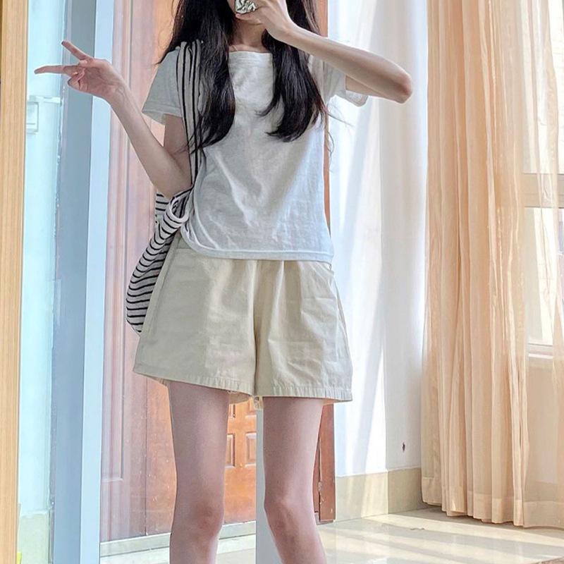 

Женские летние шорты А-силуэта с высокой посадкой - Дышащая тонкая ткань, Эластичная талия, Свободный дизайн с широкими штанинами. L хаки