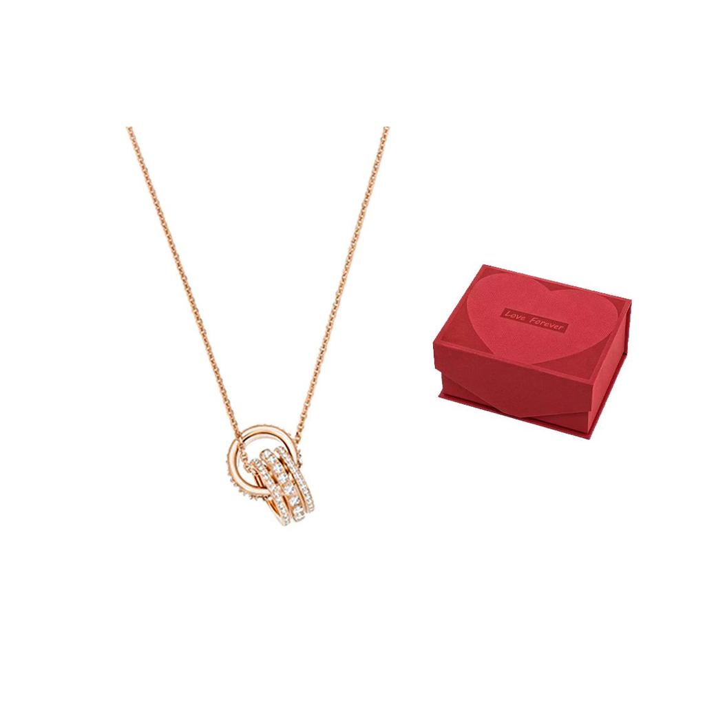 Swarovski Further Double Ring Hollow Gold Plated Necklace Women Necklace Rose-Gold 5419853