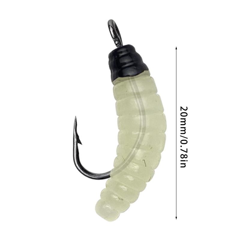 30Pcs  Soft Maggot Baits with Hook Plastic Fishing Lures Artificial Baits for Fishing Tackle Accessories Easy to Use