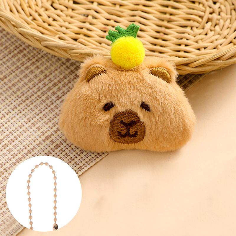 Cute Fruit Capibara Plush Keychain Cartoon Capybara Stuffed Doll Pendant Car Key Ring Backpack Bag Decor Kid Gift