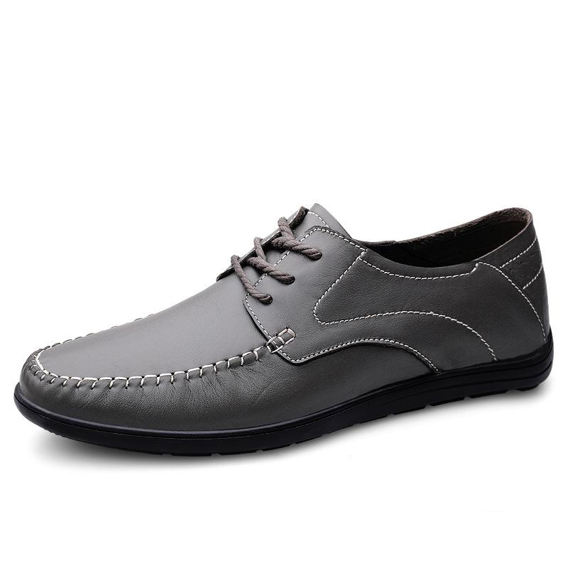 

85 Men S And Women S Shoes Handmade Flat-Soled Leather Shoes Spring Low-Top First-Layer Cowhide Surface Business Casual Shoes Single Shoes 36 серый
