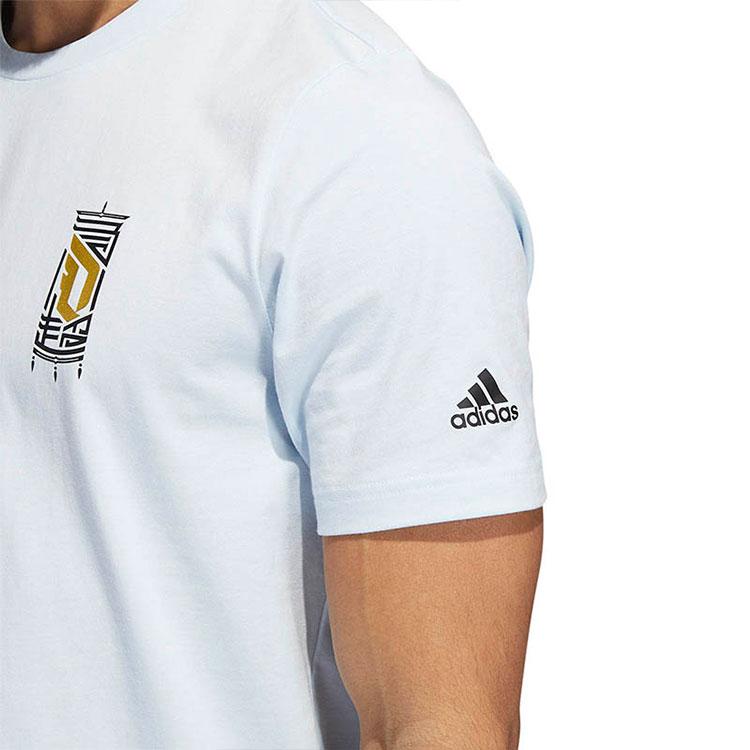 Adidas Printed Round Neck Short Sleeve T-Shirt Men Tops Blue HM6771
