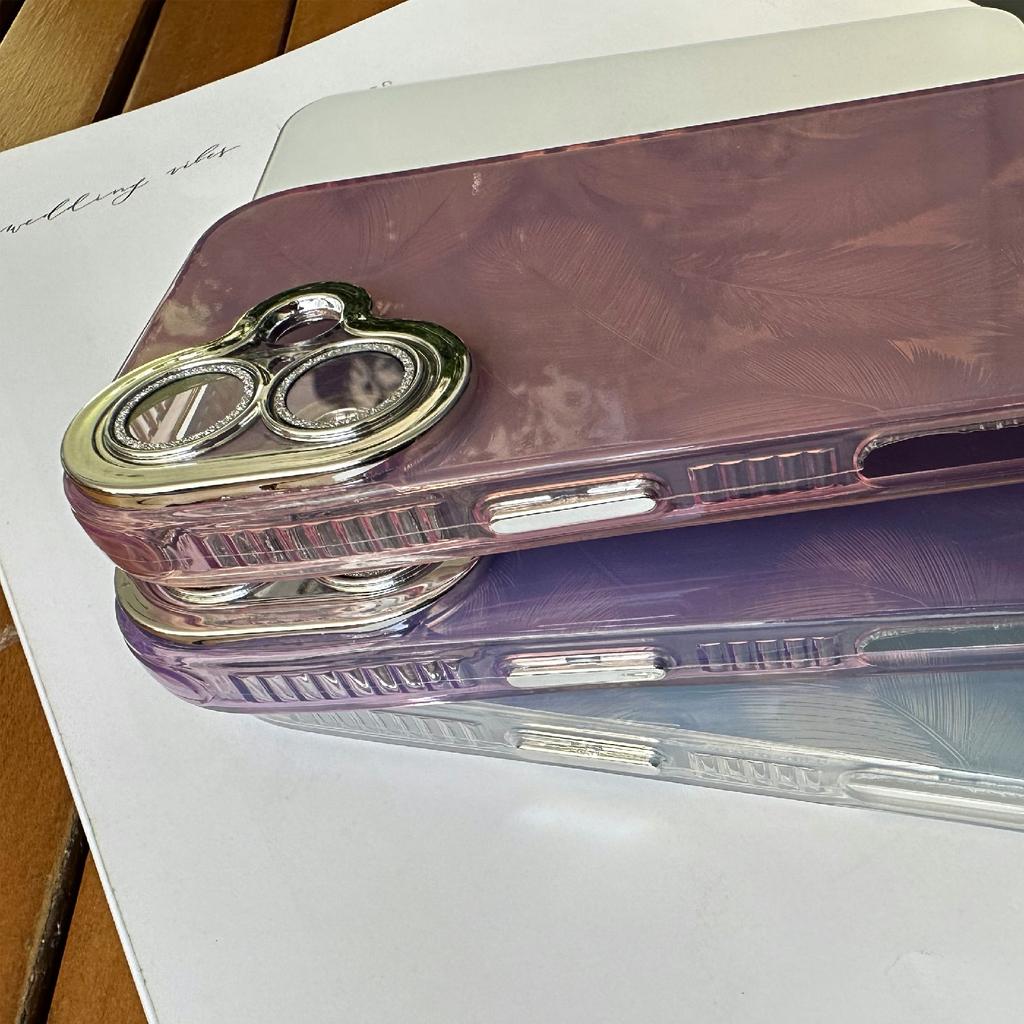 Für iPhone 16 Hülle Kratzfest TPU+PC Handyhülle Federmuster