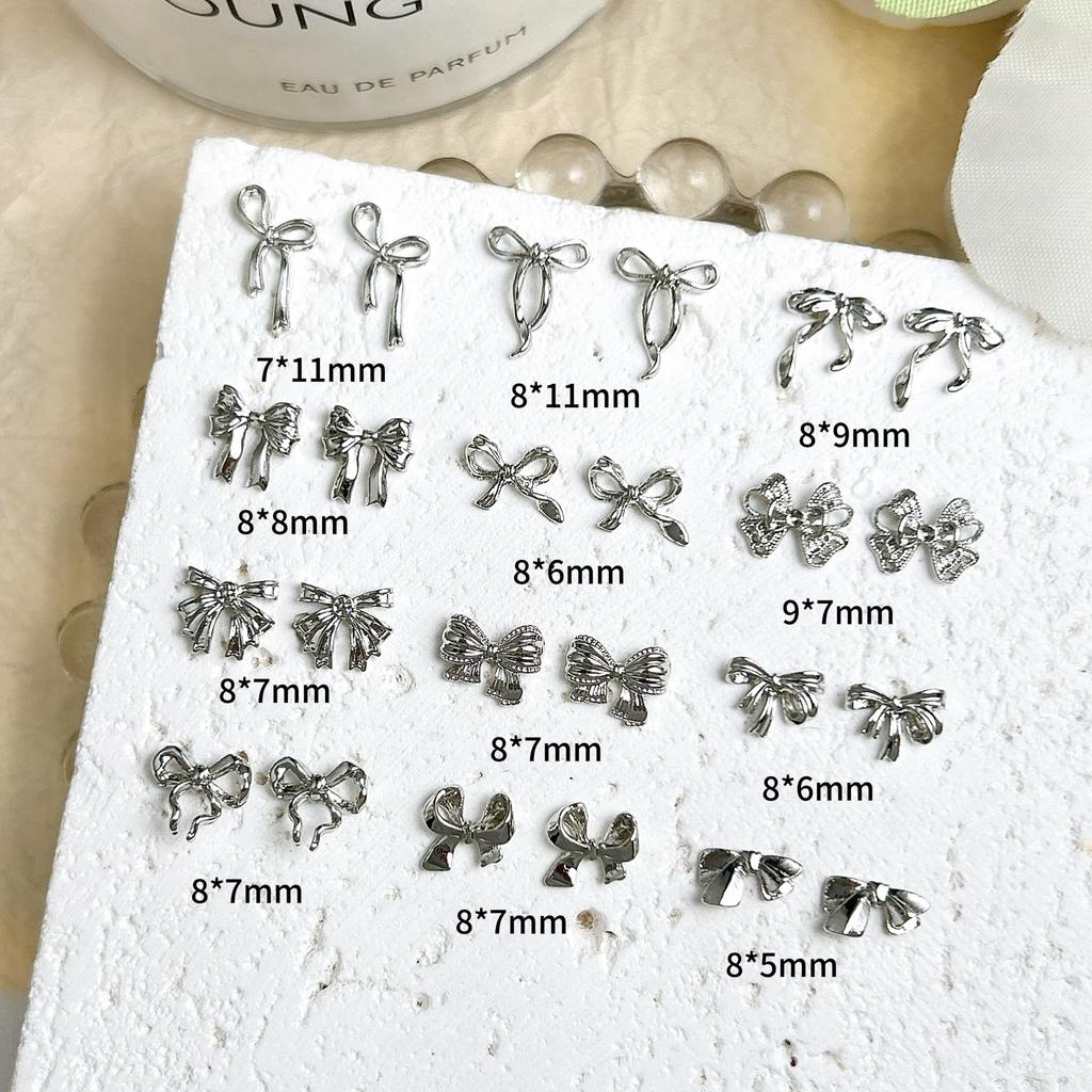 Acessórios para Nail Art Liga Mini Laço Fita Dourada Liga K Branca Decoração de Unha Simples Gravata Borboleta 3D