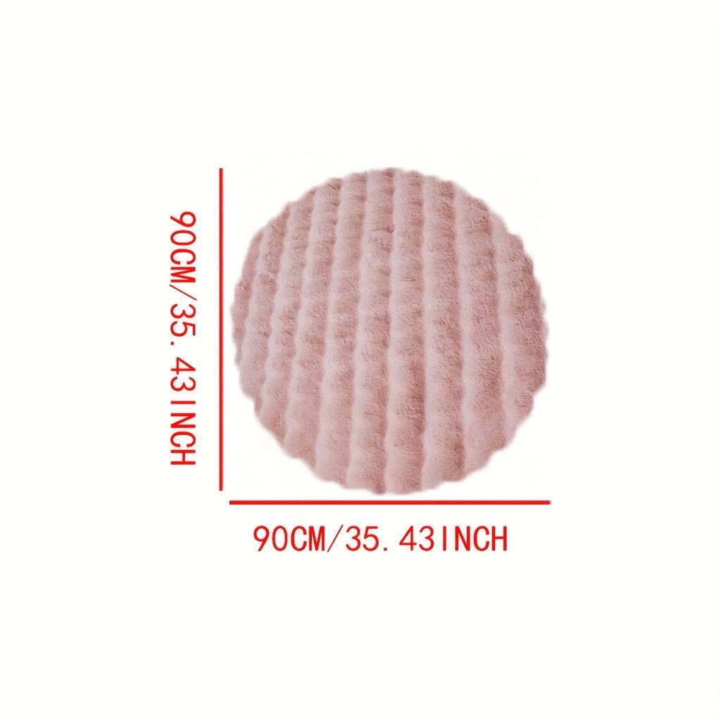 1pc, Round Bubble Fleece Fabric Simple Solid Color Fluffy Soft Comfortable Easy To Clean Furry Warm Cute Indoor Decorative Carpet