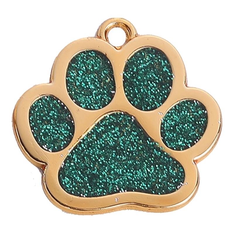 Haustierhalsband Blingbling Anhänger für Hunde Katzen Tierpfotenabdruck Anhänger mit Glitzer Mehrfarbig