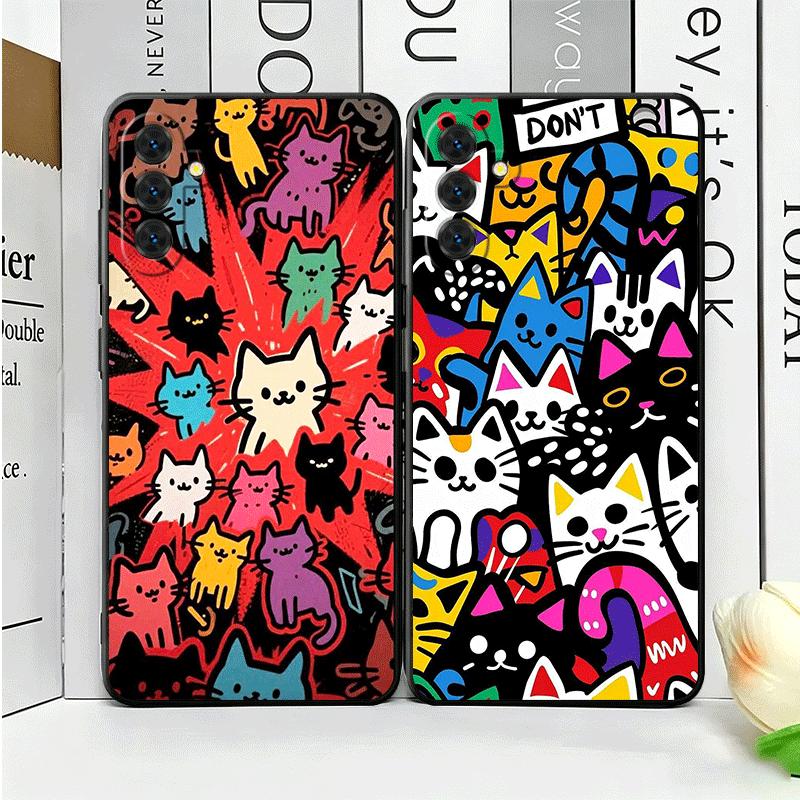 Cartoon Cute Cats Theme Soft Phone Case for Samsung A17 A37 A57 A16 A26 A36 A56 A15 A25 A35 A55 A14 A24 A34 A54 A13 A23 A33 A53
