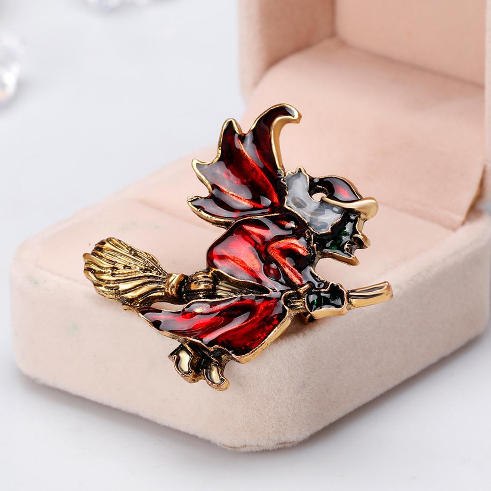 Fashion Funny Halloween Mop Witch Brooches High-end Breastpin for Women