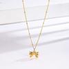 Titaniums Steel Necklace Beaded Chain Necklace Bowknot Charm Necklace Multifuntional Neck Jewelry Suitable for Daily