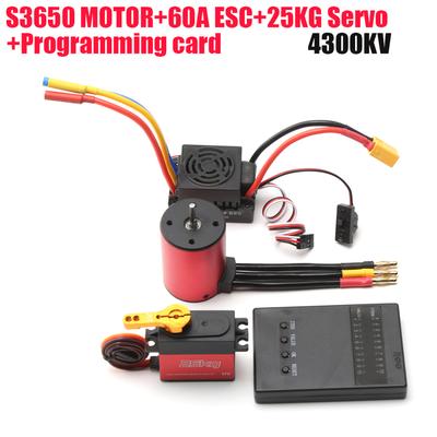 S3650 4300KV Brushless Motor 60A Brushless ESC XT60 Plug 25KG Servo Programming Card Replacement