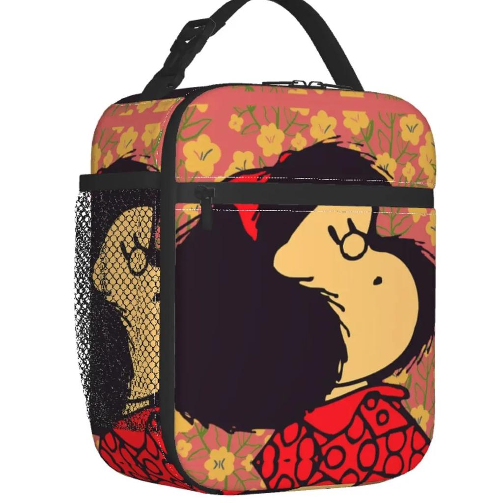 Funny Mafalda Insulated Lunch Bag for Women Resuable Quino Comic Cartoon Cooler Thermal Lunch Box Office Work School