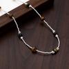 New Tiger's Eye Stone Gravel Silver Beaded Splicing Necklace Maillard Retro Versatile Collarbone Chain Design Sense Niche Item Decoration