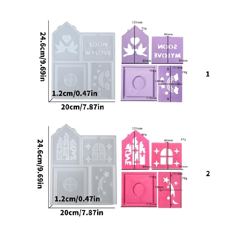 Handmade House Shape Charm Keychain Molds Stylish Sturdy Silicone Set Accessory for Craft Enthusiasts Daily Use