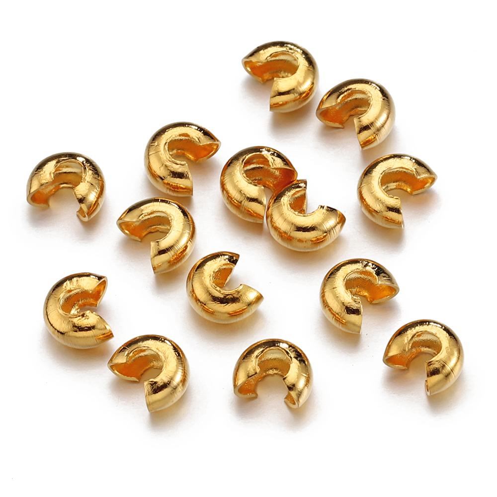 100pcs/20pcs Gold Color Stainless Steel Open Crimp End Beads Covers Stopper Spacer Beads for DIY Jewelry Making Wholesale