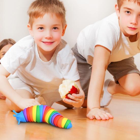 Stress Relief Slug Fidget Toy Articulated Stretch Caterpillar Sensory Toy Portable Travel Bendable Colorful Worm Toy Party Favors