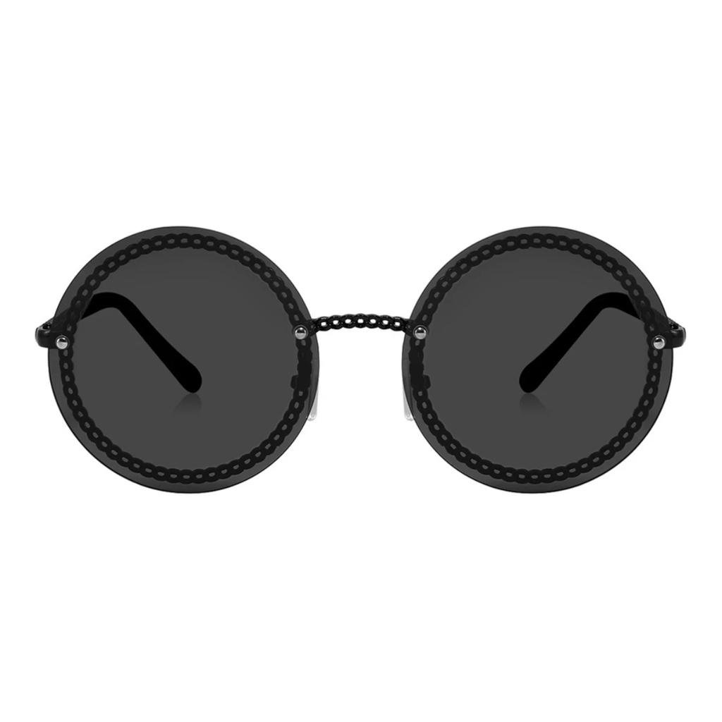 Luxury Metal Chain Round Sunglasses Rimless Brand Shades For Women Circle Sun Glasses Gradient   Zonnebril Dames