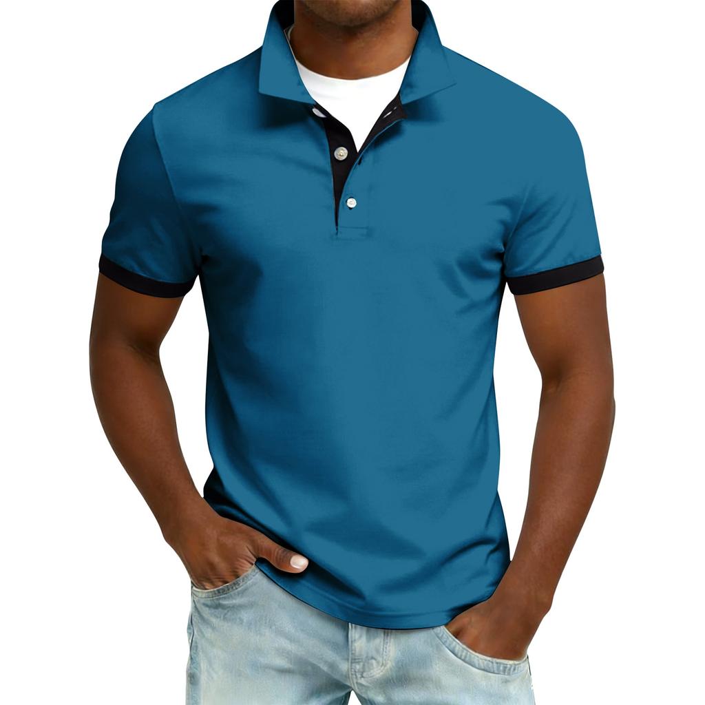 Men's Summer Button Lapel Loose Short Sleeve Top Men's Casual Fashion Top