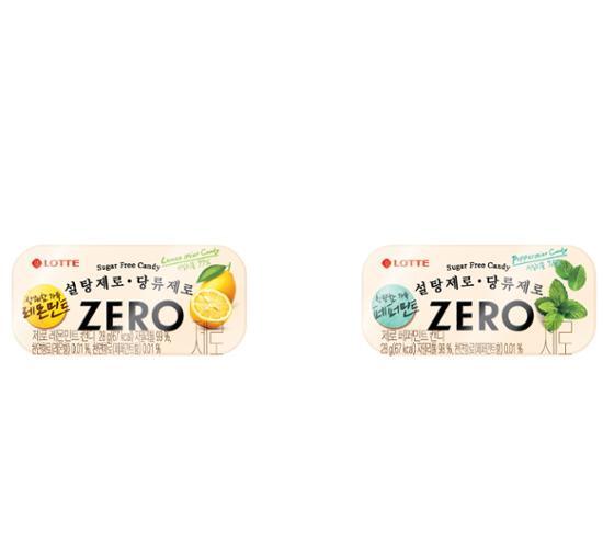 

2 types of Lotte Zero candy (lemon mint, peppermint), Korean snacks Zero Peppermint Candy