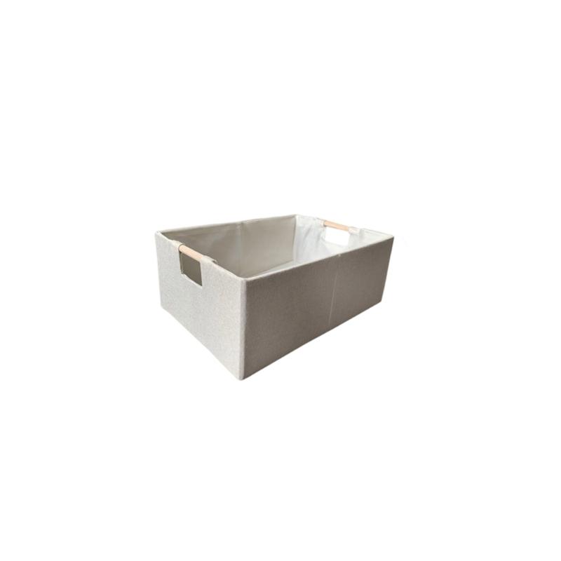 Sturdy Fabric Storage Bin With Reinforced Bottom Wooden Handles for Bedroom Office