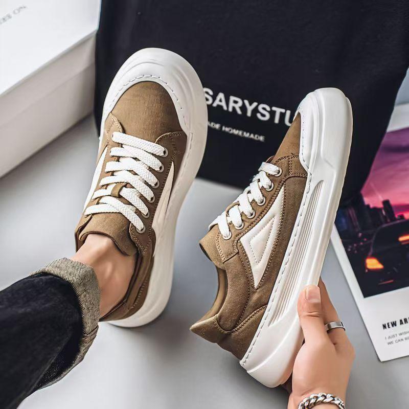 New men's breathable canvas shoes low-top sporty casual shoes men's soft-soled versatile thick-soled board shoes M1015