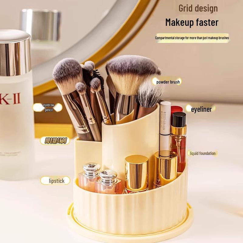 Suport rotativ pentru pensule de machiaj și organizator de cosmetice de birou