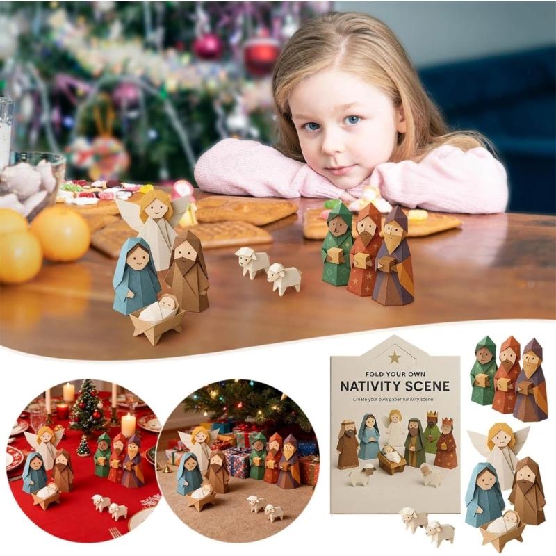 Christmas Nativity Paper Craft Set Easy Assembly For Kids Adults Holiday Homes Decoration And Storytelling