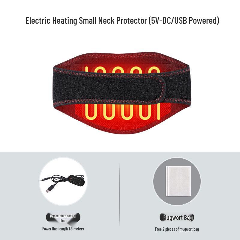 Heated USB Lumbar and Cervical Spine Belt with Far-Infrared Neck Heat Pack for Car and Home Use