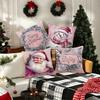 Christmas Decoration Pillowcase New Year Gift Pink Cute Snowman Santa Claus Pillow Cover Sofa Cushion Cover Home Decoration